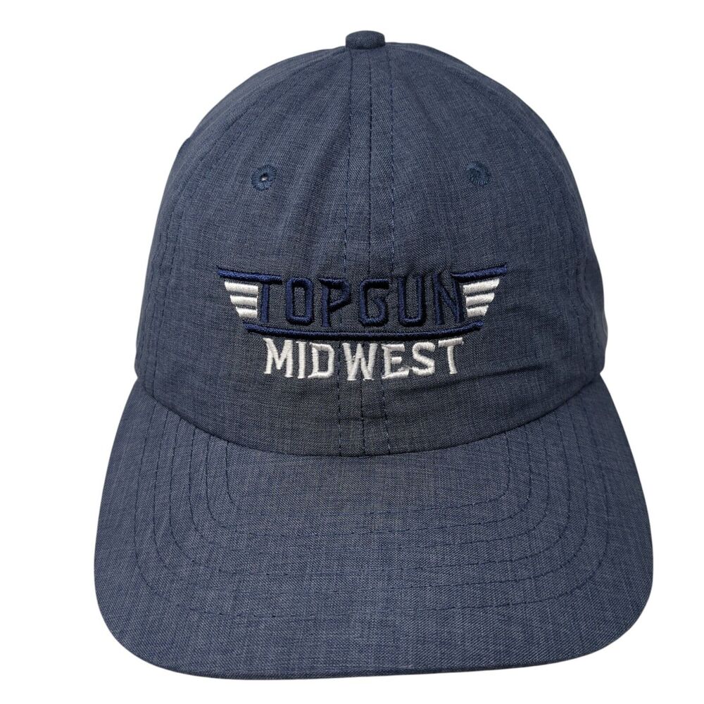 Top Gun Mid West Strapback Hat Blue One Size Adjustable Adrenaline